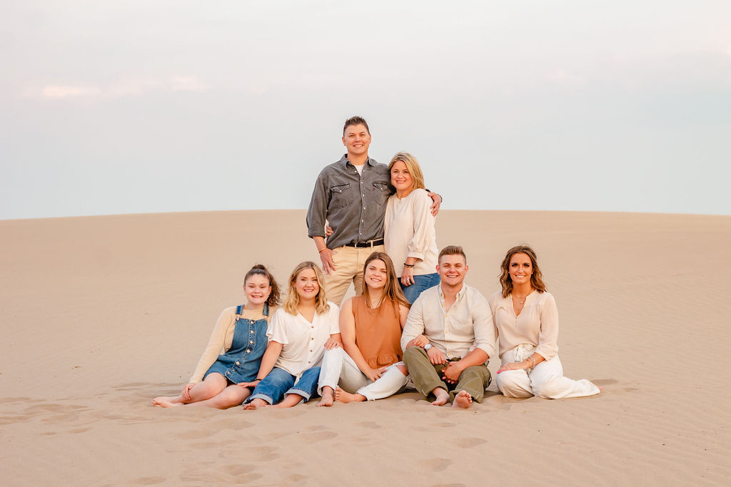 family in sand