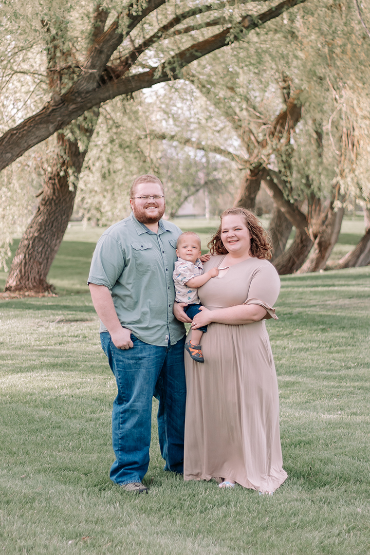 family standing in park